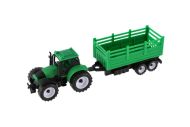 Traktor s přívěsem plast 28cm 2 barvy v krabičce