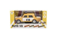 Policejní auto VB kov/plast 12cm na zpětné natažení na baterie se světlem, zvukem v krab. 15x7x7cm