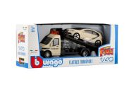 Auto/kamion Bburago odtahovka + auto 1:43 kov/plast 21cm 6 barev v krabičce 22x9x6,5cm