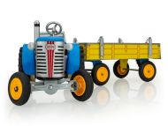 Traktor Zetor s valníkem modrý na klíček kov 1:25 v krabičce 32x13x11cm Kovap