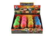 Dinosaurus kousací ve vajíčku plast 10cm 4 barvy 12ks v boxu