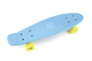 Skateboard - pennyboard 60cm nosnost 90kg, kovové osy, modrá barva, žlutá kola