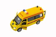 Auto ambulance kov/plast 15cm na baterie se světlem se zvukem na zpětné natažení 6ks v boxu