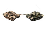 Tank RC 2ks 25cm tanková bitva+dob. pack 27MHZ a 40MHz maskáč se zvukem se světlem v kr. 50x20x23cm