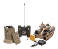 Tank RC 35cm+bunkr na bat. plast s dobíjecím packem se zvukem se světlem 40MHz v krabici 51x17x19cm