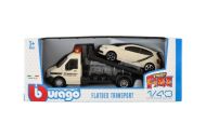 Auto/kamion Bburago odtahovka + auto 1:43 kov/plast 21cm 6 barev v krabičce 22x9x6,5cm