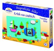 Magnetické dílky Krtek na cestách dřevo 31ks v krabici 34x23x3cm