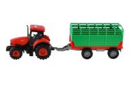 Traktor Zetor s vlekem plast 36cm na setrvačník na bat. se světlem se zvukem v krabici 39x13x13cm