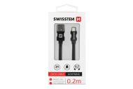  Datový kabel Swissten Textile USB / Lightning 0,2 m černý 