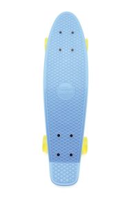 Skateboard - pennyboard 60cm nosnost 90kg, kovové osy, modrá barva, žlutá kola