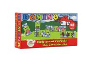 Domino Moje první zvířátka dřevo společenská hra 28ks v krabičce 17x9x3,5cm MPZ