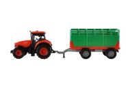 Traktor Zetor s vlekem plast 36cm na setrvačník na bat. se světlem se zvukem v krabici 39x13x13cm