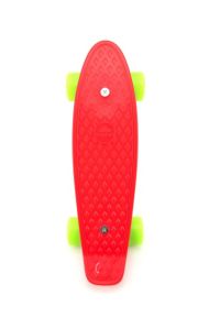 Skateboard - pennyboard 43cm, nosnost 60kg plastové osy, červený, zelená kola