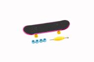 Skateboard prstový šroubovací plast 9cm s doplňky 4 barvy v krabičce 14x14x4cm