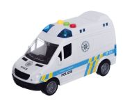 Auto policie dodávka plast 15cm na setrvačník na baterie se zvukem se světlem v krabici 19x13x9cm