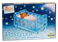 Postýlka pro panenky bez soupravy plast 32x47x26cm mix barev v krabici 48x33x8cm