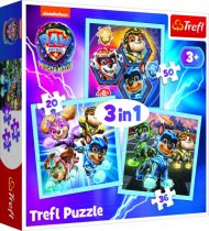 Puzzle 3v1 Mocná štěňata Tlapková patrola/Paw Patrol 20x19,5cm v krabici 28x28x6cm