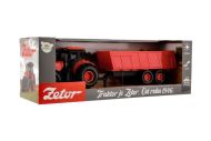 Traktor Zetor s valníkem plast 36cm na setrvačník na bat. se světlem se zvukem v krabici 39x13x13cm