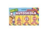 Stavebnice LORI 11 Autoškola Dopravní značky 16ks+2 kužely+auto plast v krabici 22x13x6cm