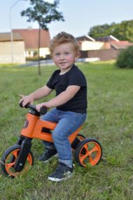 Odrážedlo FUNNY WHEELS Rider SuperSport oranž. 2v1+popruh, výš. sedla 28/30cm nos. 25kg 18m+ v krabi