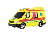 Auto RC ambulance plast 20cm na dálkové ovládání 27MHz na baterie se světlem v krabici 28x13x11cm