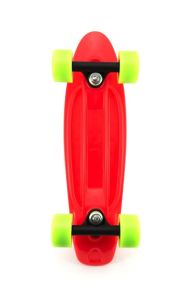 Skateboard - pennyboard 43cm, nosnost 60kg plastové osy, červený, zelená kola