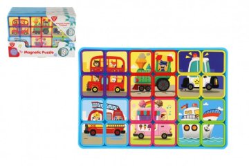 Puzzle magnetické deskové doprava plast ve fólii 30x20x1cm 12ks v boxu 24m+