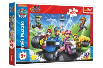 Puzzle Tlapková patrola na motorkách/Paw patrol 100 dílků 41x27,5cm v krabici 29x19x4cm