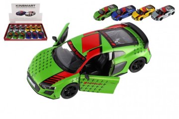 Auto Kinsmart 2020 Audi R8 Coupé 1:36 kov/plast 12,5cm 4 barvy na zpětné natažení 12ks v boxu