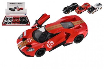 Auto Kinsmart Ford GT 1:38 kov/plast 12,5cm 3 barvy na zpětné natažení 12ks v boxu