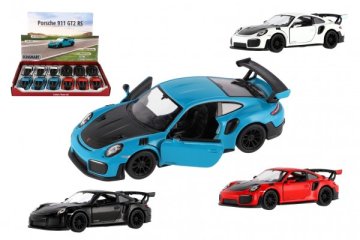 Auto Kinsmart Porsche 911 GT2 RS kov/plast 13cm 4 barvy na zpětné natažení 12ks v boxu