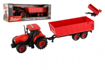 Traktor Zetor s valníkem plast 36cm na setrvačník na bat. se světlem se zvukem v krabici 39x13x13cm