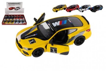 Auto Kinsmart BMW M8 Competition Coupé 1:38 kov/plast 12,5cm 4 barvy na zpětné natažení 12ks v boxu